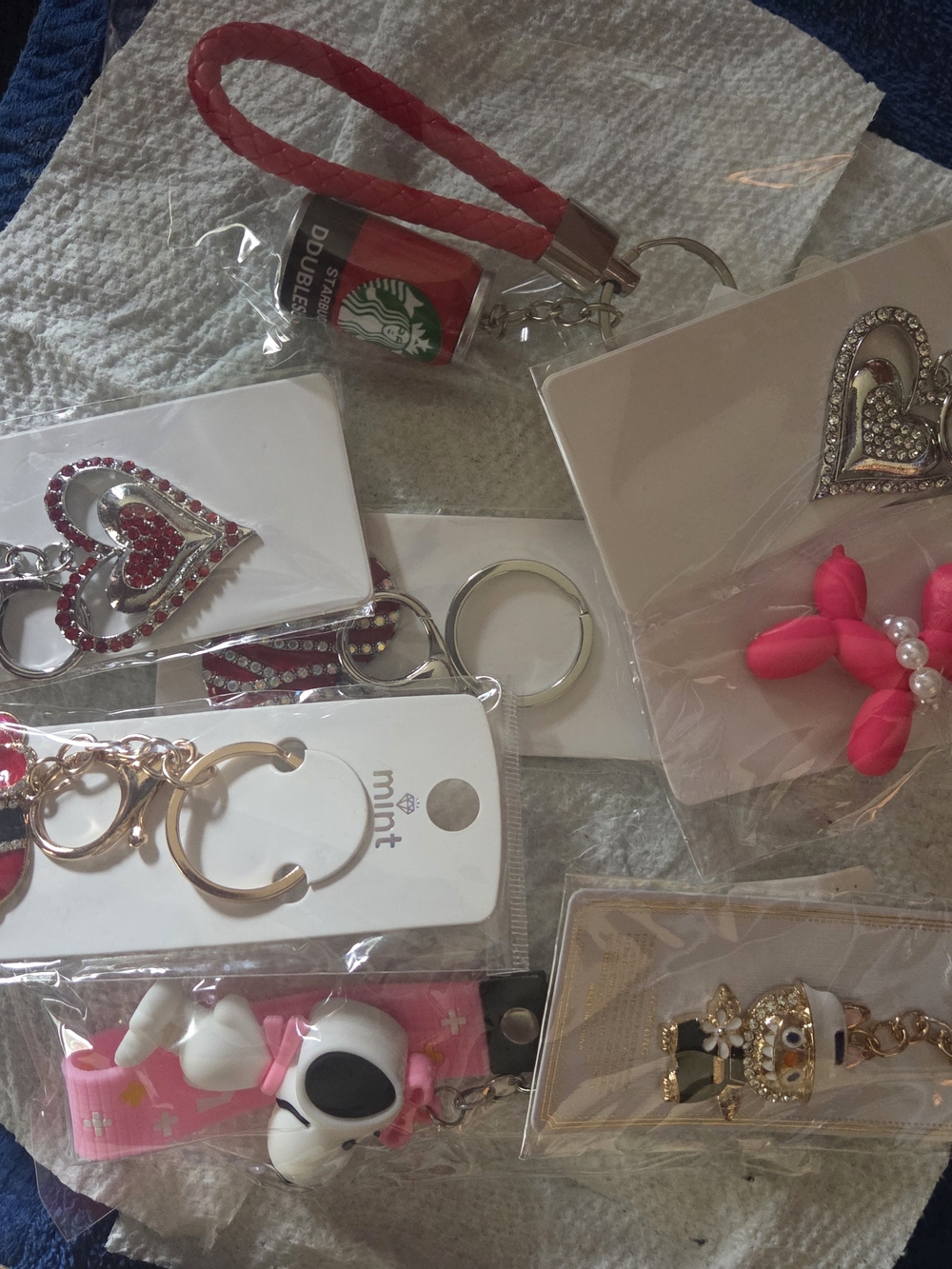 Assorted Pink & Silver Keychains